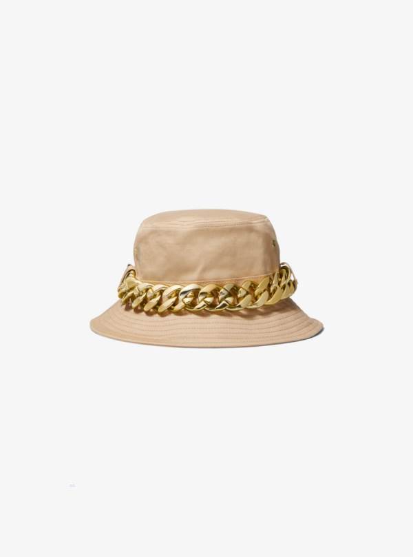 Damske Klobuky Michael Kors Chain Link Cotton Bucket Hnedožltý - Doplnky Michael Kors Outlet | FZHWM-8042